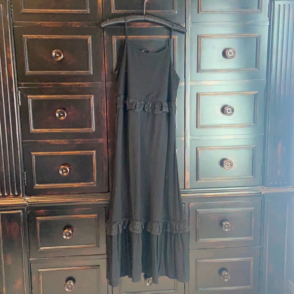 Black maxi dress with lace accents for girls size large